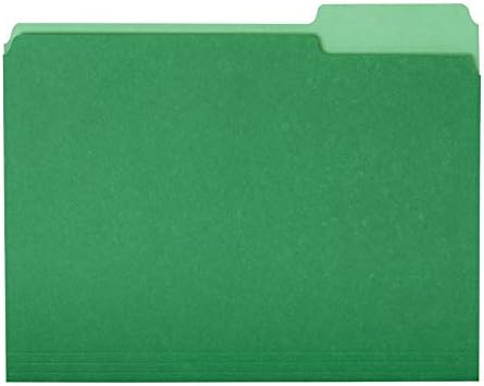 Amazon Basics File Folders for Organization, Letter Size, 1/3 Cut Tab, Bright Green, 36-Pack