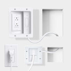 in wall Cable Management KKT with Triple Outlet, recessed Outlet with Brush Wall Plate, 9ft Cord, tv Cord Hider for Wall Mounted tv, for HDMI Cables and Home Theater Systems