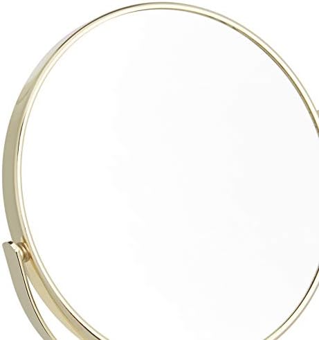 Amazon Basics 360° Rotation Double Sided Vanity Mirror, 1X/5X Magnification, Tabletop Mount, Iron Frame, 7.2"L x 4.92"W, Gold