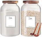 2 PCS Larger Class Jars with Lids, Flour Sugar Storage Containers Sets for Kitchen Borosilicate Glass Canisters with Spoon Pantry Organizers and Storage for Tea Spice Cereal Coffee( (95FL OZ/2700ml)