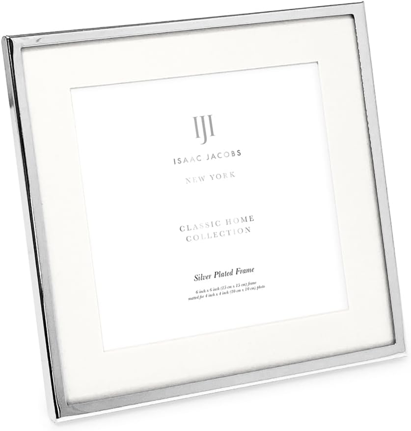 Isaac Jacobs 6x8 (Matted 4x6) Silver Classic Metal Picture Frame w/Easel