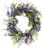 Puleo International 24" Artificial Echinops Floral Spring Door Wreath, Green/Purple