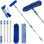 LOMIDA Professional Window Squeegee Kit - 62" Lightweight Aluminum Pole, 2 in 1 Rotatable Window Cleaning Tool Kit with Extension Pole Cleaning with Bendable Head for Car/Shower/High Windows