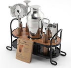Cocktail Shaker Set with Stand, Mixology Bartender Kit for Drink Mixing | Mixology Set with 7 Bar Set Tools Cocktail Kit
