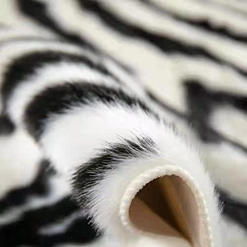 Large Zebra Print Area Rug Carpet Faux Cowhide Leather Animal Simulation Plush - Image 2