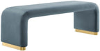 Modway EEI-6734-BRA-CAB Koda Performance Velvet Waterfall Long Bench, Brass Cadet Blue