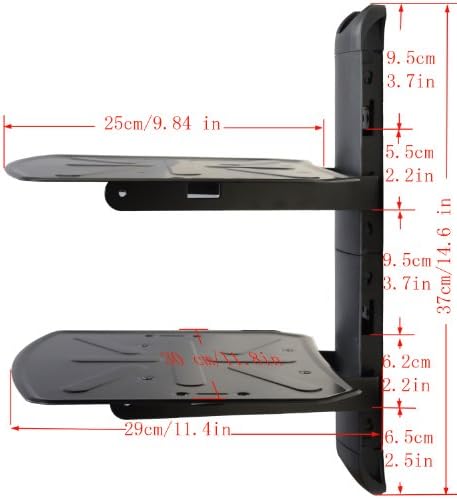 VideoSecu 2 Shelf DVD DVR VCR Wall Mount Bracket Component Shelf for DVD Player DDS Receiver Video Audio Cable Box MDVD04B WP6