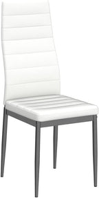Karl home White Dining Chairs Set of 4, PU Leather & High Back