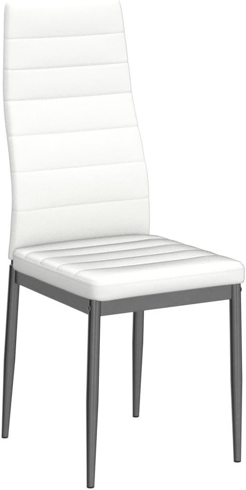 Karl home White Dining Chairs Set of 4, PU Leather & High Back