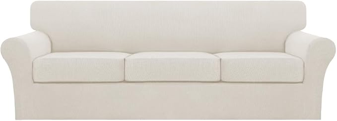 Turquoize 4 Piece Sofa Covers for 3 Cushion Couch Sofa Slipcover Soft Couch by Turquoize