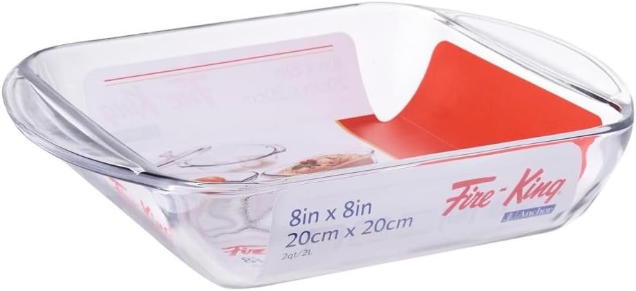 Anchor Hocking 77887 Fire-King Square Cake Dish, Glass, 8-Inch