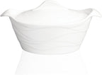 Casserole Dish 1.4 Quart French White Ceramic Bakeware Set with Lids, Chip and Crack Resistant Stoneware Baking Dish, Microwave, Dishwasher, Oven, Freezer and Fridge Safe (11.7 INCH Oval)