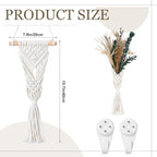 2 Pack Boho Wall Decor Macrame Wall Hanging with Artificial Flowers