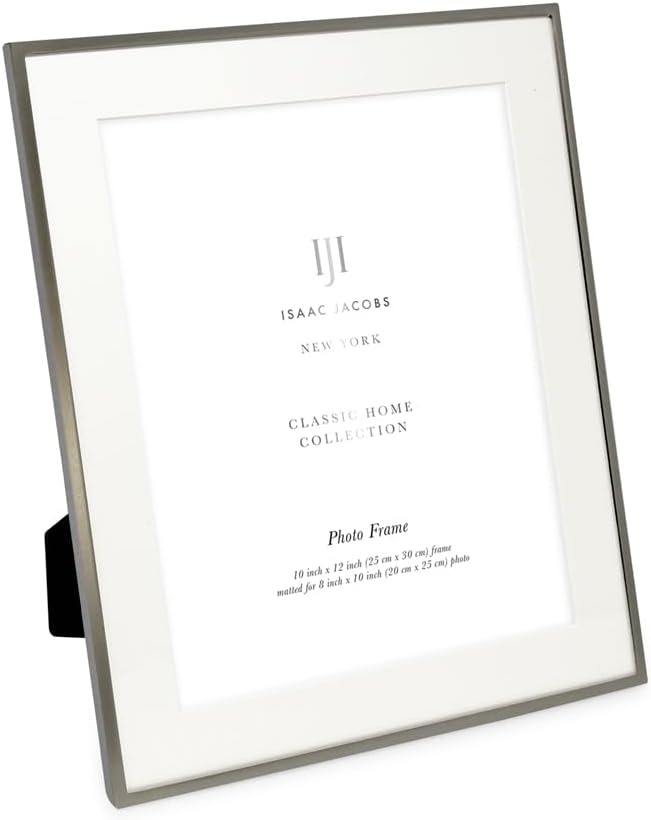 Isaac Jacobs 6x8 (Matted 4x6) Silver Classic Metal Picture Frame w/Easel