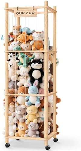 Stuffed Animal Storage Organizer with Wheels, Plush Storage Cage