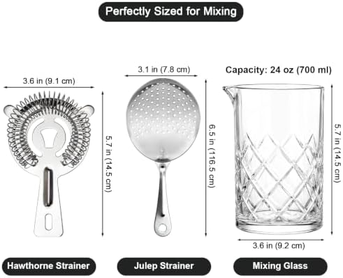 Cocktail Mixing Glass with Strainers Set