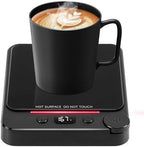 Fast Heating Coffee Mug Warmer,POLEDY Auto Shut Off Cup Warmer, Electric Beverage Warmer for Tea, Milk, Cocoa with 2-12H Timer, 3-Temp Settings Candle Warmer Plate, Black Smart Candle Melter