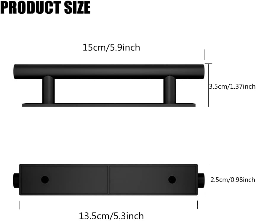 10 Pack Self-Stick Push Pull Helper ABS Plastic Wardrobe Handle Instant Cabinet Drawer Furniture Handles (Black)