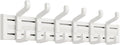Wall Mounted Coat Hook Rack, 6 Adjustable Sliding Hooks Premium Aluminum Wall Hanger, 2 Mounting Options Self Adhesive & Drilling for Bathroom Bedroom Entryway (Off-White)