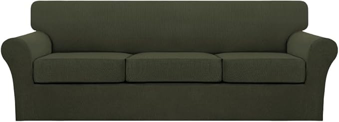 Turquoize 4 Piece Sofa Covers for 3 Cushion Couch Sofa Slipcover Soft Couch by Turquoize