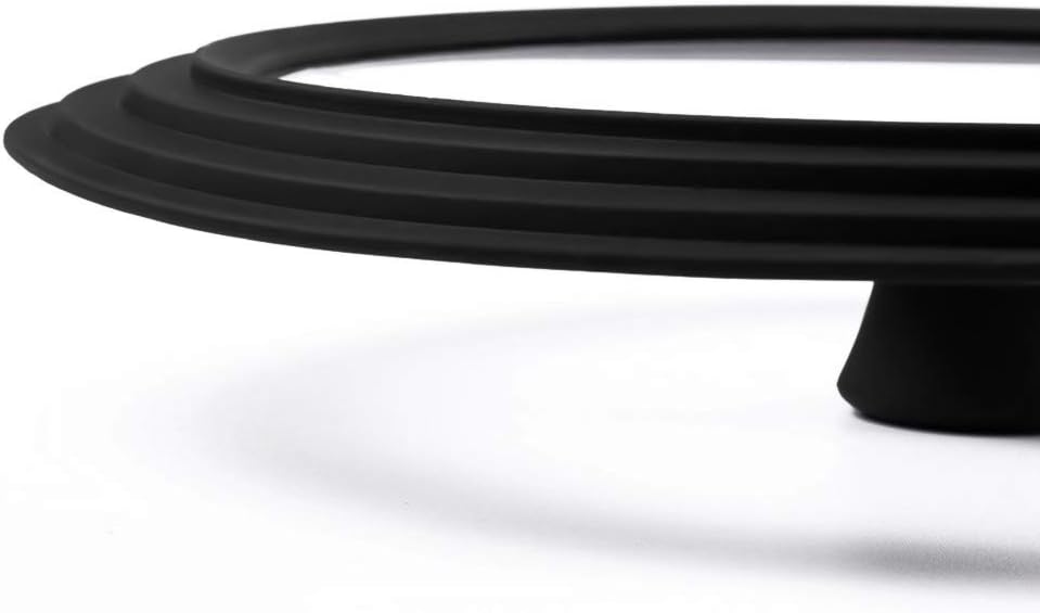 Universal Lid for Pots,Pans and Skillets - Tempered Glass with Heat Resistant Silicone Rim Fits 10.5", 11" and 12" Diameter Cookware,Black