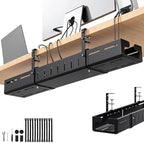 Under Desk Cable Management Tray, Expandable 25.5"- 42.5" Cable Organizer