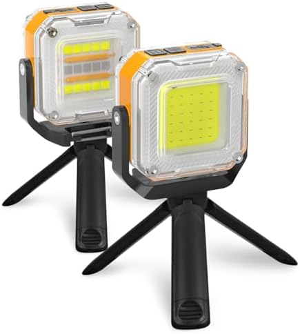 2000LM Rechargeable Work Light, Double-Sided 8 Mode LED Camping Lantern with Magnet & Tripod, Portable Emergency Light for Power Outage, Hiking, Fishing, Home, Car Repair, Survival Kit