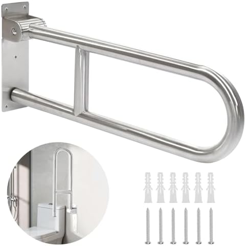 Toilet Grab Bar 24 Inch, Folding Bathroom Safety Rail for Seniors