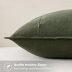 MIULEE Neutral Green/Brown Linen Pillow Covers Pack of 4 Decorative Natural - Image 4