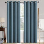 MIULEE 100% Blackout Linen Curtains for Bedroom 52x84 Inches Dusty Blue
