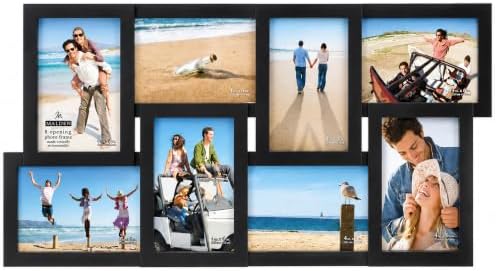 Malden 8-Opening 4x6 Collage Picture Frame, Black Plastic, Wall Mount