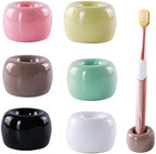 NiuYichee Set of 6 Sleek Mini Ceramics Toothbrush Holder, Small Ceramic Ring, Perfect Size for Bathroom Vanity Countertops
