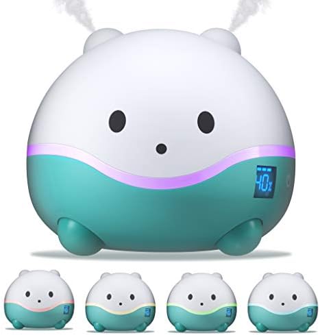 LittleHippo WISPI 3-in-1 Humidifier, Diffuser & Night Light for Baby/Kids - 3 Mist Strength, 7 LED Color Changing Lights, Essential Oil Tray for Aromatherapy - Cute Humidifiers for Bedroom/Nursery