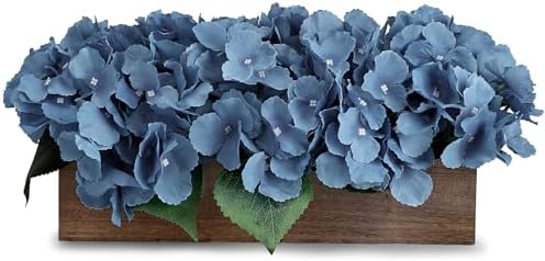 Pre-Made Hydrangea Centerpiece for Dining Table, Navy Blue