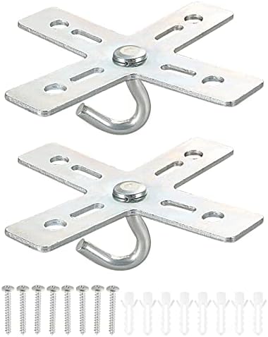 PATIKIL Ceiling Hook Kit, 2 Set Cross Design Metal Plate Mount Hanger Holder Ceiling Fan Light Fixture for Hanging Light Chandelier