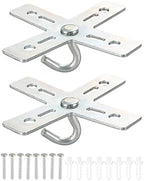 PATIKIL Ceiling Hook Kit, 2 Set Cross Design Metal Plate Mount Hanger Holder Ceiling Fan Light Fixture for Hanging Light Chandelier