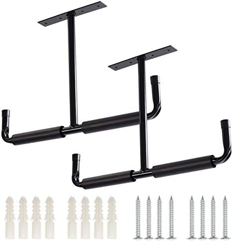 Overhead Garage Storage Hooks, Heavy Duty Ceiling Mount Rack, 2 Pack Black
