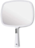 MIRRORVANA Large Hand Mirror with Comfy Handle, 9" x 13" (White)