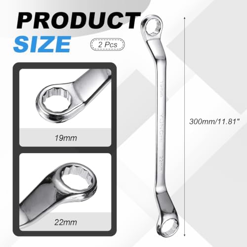 19x22mm Double Box End Wrench 12 Point 75 Degree Offset Wrench 2pcs