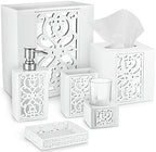 Creative Scents Mirror Janette White 6 Piece Bathroom Accessories Set