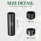 2Pcs 1/2" Drive 11/16 Inch 6 Point Deep Impact Socket 78mm Length