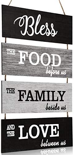 Jetec Bless Kitchen Wall Sign Farmhouse Decor Rustic Dining Room Wall Art