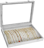 Siveit Necklace Organizer Box Premium 20 Hooks Necklace Display Jewelry Tray with Transparent Lid Jewelry Necklace Display Box for Necklace Pendants Suitable for Women and Girls (Grey)