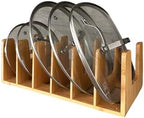Kitchen Cabinet Organizer - Sturdy Bamboo Pot and Pan Organizer for Under Cabinet - Multiuse Lid Organizer - Durable & Minimalist Lid Holder