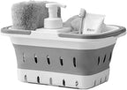 Foldable Plastic Shower Caddy Basket 2 Pcs, Portable and Durable Toiletries Caddy with Handles Ideal for Dorm, Bathroom, Cleaning, Kitchen, Camping, Waterproof, Easy to Clean (Grey 2 pack)