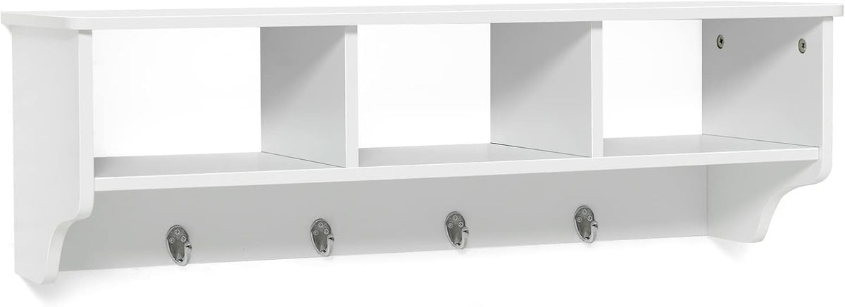 Casart Hanging Shelf Wall Mounted Storage Cabinets W/Hooks for Bedroom, Living Room and Entryway (White)
