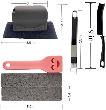 8-Piece Cleaning Brush Set, Window Track & Crevice Tools with Pumice Bars