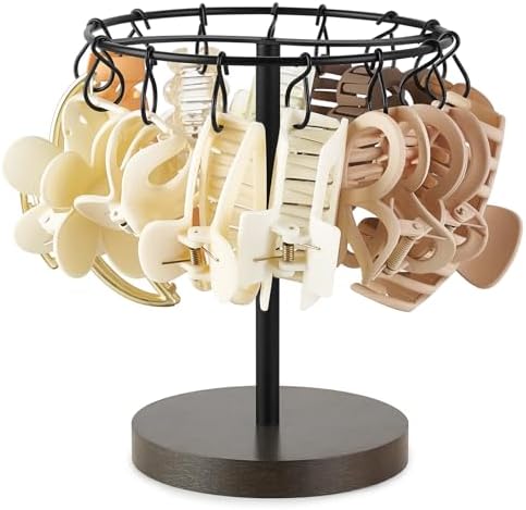 Dahey Claw Clip Organizer 16 Metal Hooks Display Holder Hair Clip, Black