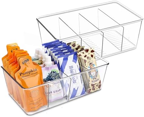 Pantry Organization and Storage Bins with Dividers Kitchen Organizer 2 Pack