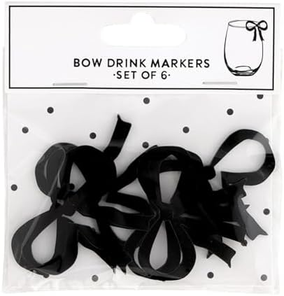 Santa Barbara Design Studio Christmas Wine Glass Cocktail Drink Markers Wine Glass Charms, Set of 6, Bow